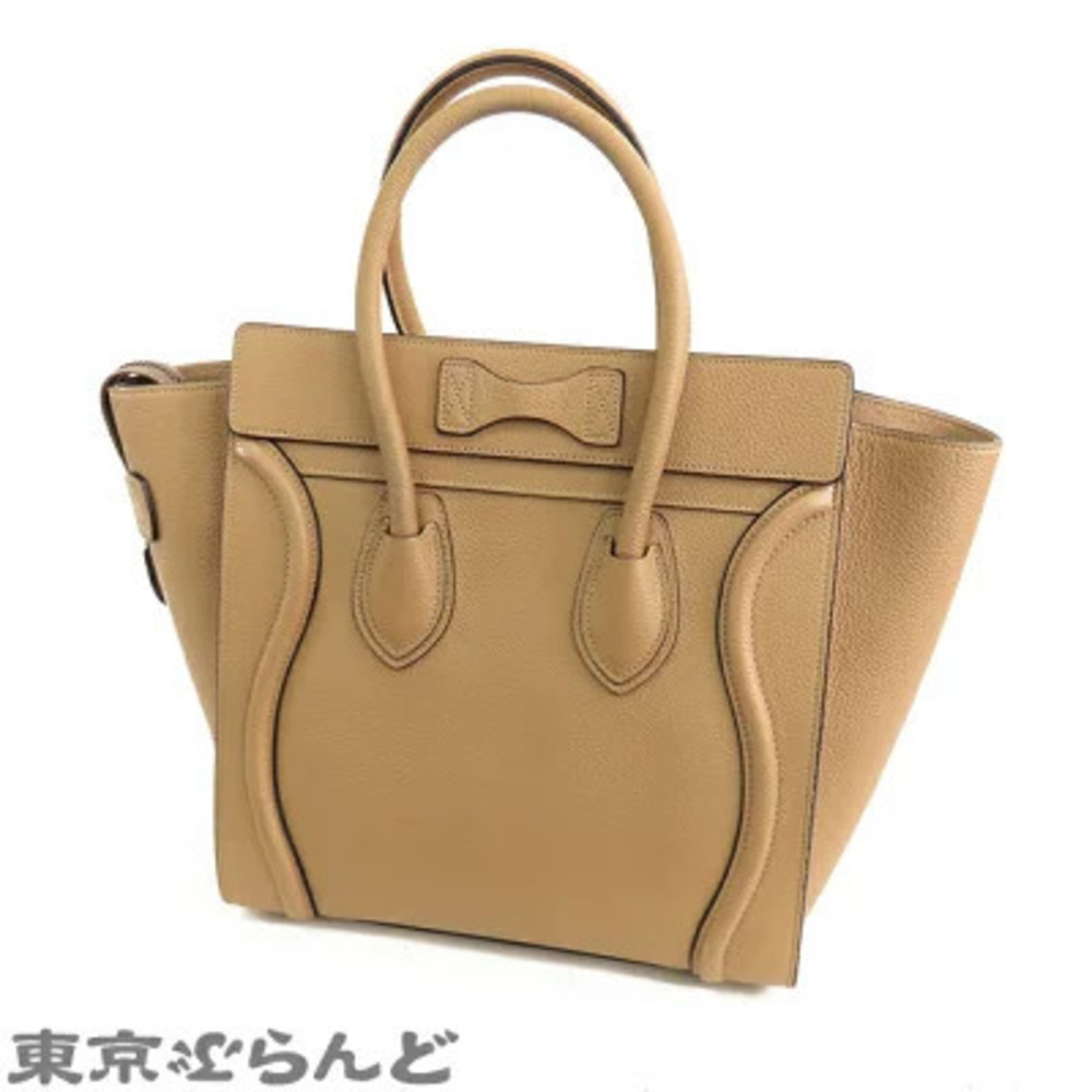 Celine Leather Shopper Handbag Luggage Beige Tan
